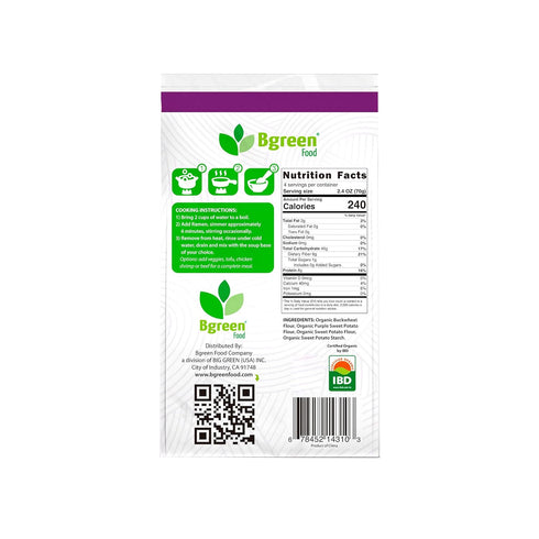 Pack) Big Green Organic Food- Organic Purple Yam & Buckwheat Ramen, Premium Ube, Gluten-Free, Vegan (I