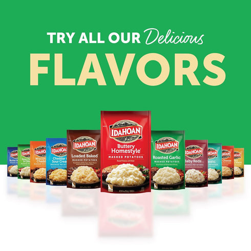 100% 4 4 (Pack 12) Idahoan Roasted Garlic Mashed Potatoes, Naturally Gluten-Free, Real Idaho Potatoes, servings per