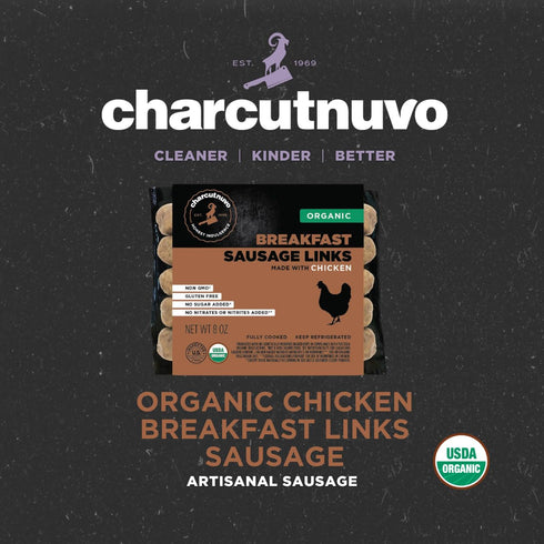 8oz Charcutnuvo Organic Chicken Breakfast Links Sausage - Lean & Flavorful Morning Sausage