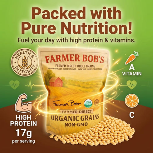5lb Package Farmer Bob's Organic Soybeans Dry - USA Grown for Soy Milk, Tofu, Edamame - High Protein - Non-GMO