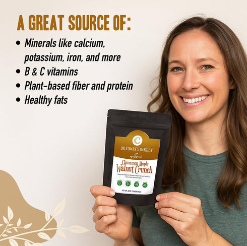 8oz Dr. Cowans Garden Flavored Sprouted Walnuts: Cinnamon Maple Crunch - Sprouted Nuts with Cinnamon, Maca, & Organic