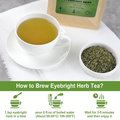 4oz/114g FullChea - Eyebright Herb Tea - - Natural Tender Euphrasia Officinalis - Dried Eufrasia - Loose Leaf Herbal