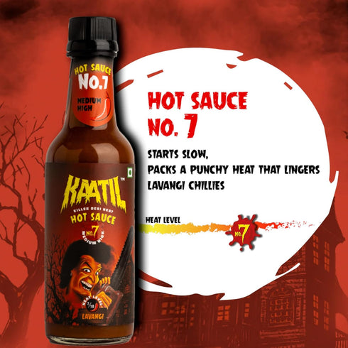 (3 Pack) Pack Set Kaatil Hot Sauce Mob Combo | Medium & Super Hot Sauce Variety | Made with Authentic Indian Chillies |