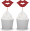 24 Red Lip Cupcake Toppers, Bachelorette Party Picks, Hen Night Bridal Shower Decorations