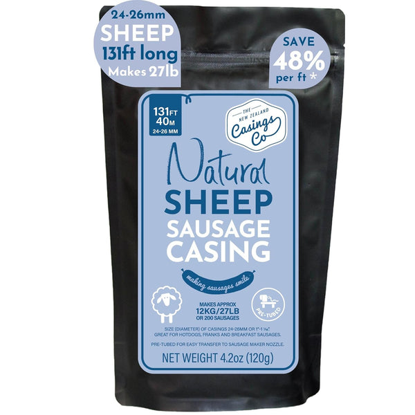 Natural SHEEP Casings for Sausage Making, 24-26mm, Great Hot Dog Casing or