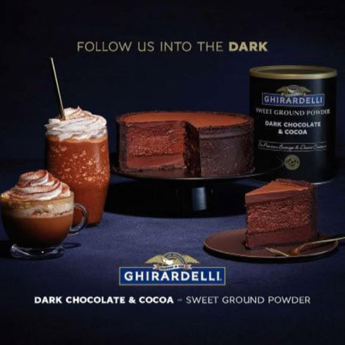 3 Ghirardelli Sweet Ground Dark Chocolate & Cocoa Powder, Pound Can with Ghirardelli Stamped Barista Spoon