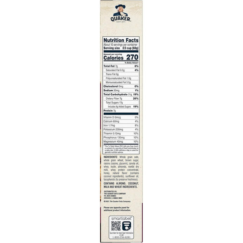 100% 24.1 Oz Quaker Granola Oats, Honey, Almonds & Raisins, Natural