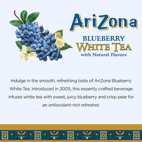 22 Oz (Pack 12) AriZona Blueberry White Tea - Big Can, Fl