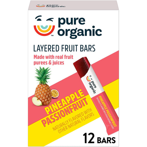 Pure Organic, Layered Fruit Bars, Pineapple Passionfruit, Gluten Free and Vegan Fruit