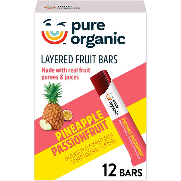 Pure Organic, Layered Fruit Bars, Pineapple Passionfruit, Gluten Free and Vegan Fruit