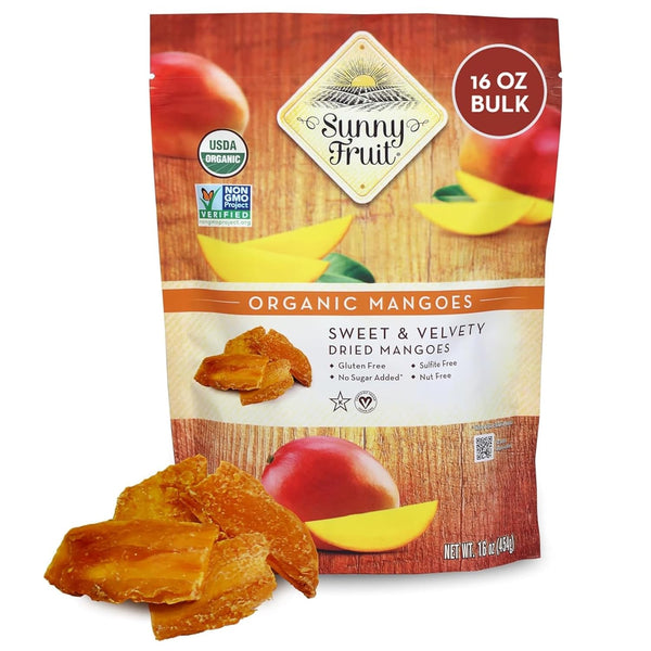 Sunny Fruit Soft Organic Dried Mangoes - 1 Pound Bulk Bag |