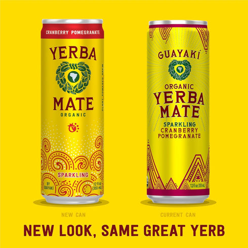 12 Oz, 80mg Guayak Yerba Mate, Sparkling Energy Drink Alternative, Organic Cranberry Pomegranate Flavor, Natural
