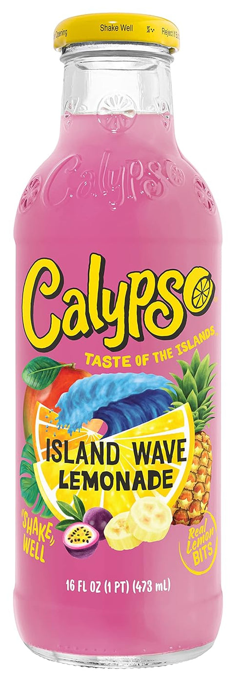 6 Pack, 16 Oz (Pack 12) Calypso Lemonade, Flavor Variety Made with Real Fruit, Fl Glass Bottles