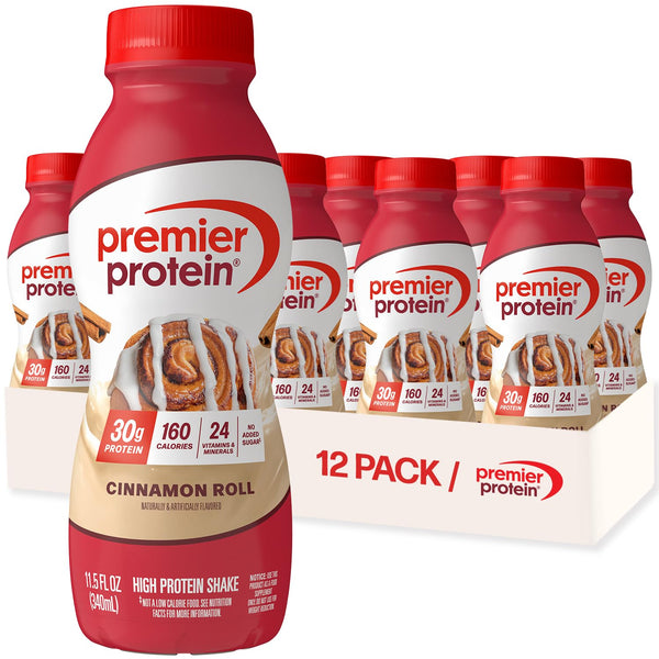 Premier Protein Shake, Cinnamon Roll, 30g Protein, No Added Sugar, 24 Vitamins