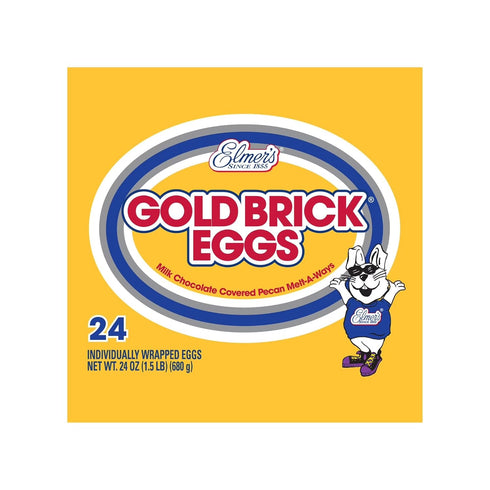Elmer Chocolate Pack 12 Elmer Gold Brick Eggs - of - Milk Chocolate Covered Pecan Melt Aways - Perfect for Friends