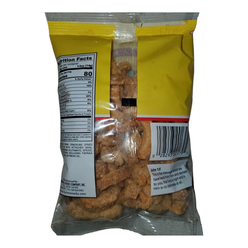 Brim's 3oz/ 4pk OLD-FASHIONED LIGHTLY SEASONED WITH RED PEPPER PORK CRACKLIN STRIPS