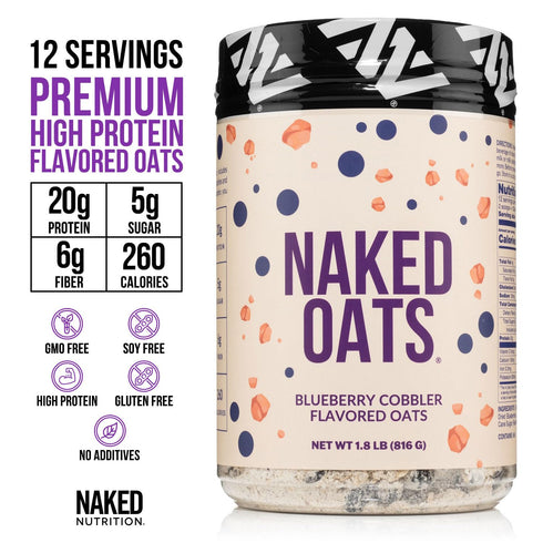 20g 12 Naked Oats - Blueberry Cobbler Overnight Oats, Grass-Fed Protein, Gluten-Free Oatmeal Instant Breakfast