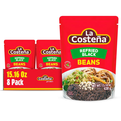 La Costea Refried Black Beans - 60 Second Microwave Ready to Eat