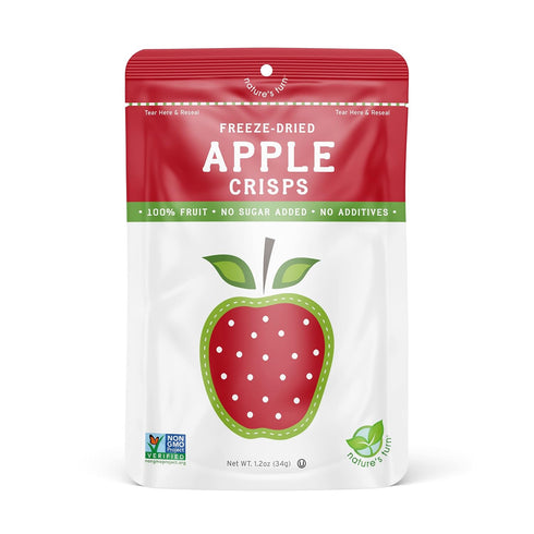 Pack 12 (1.2 oz Nature's Turn Freeze-Dried Fruit Snacks Peach and Apple, of Each)