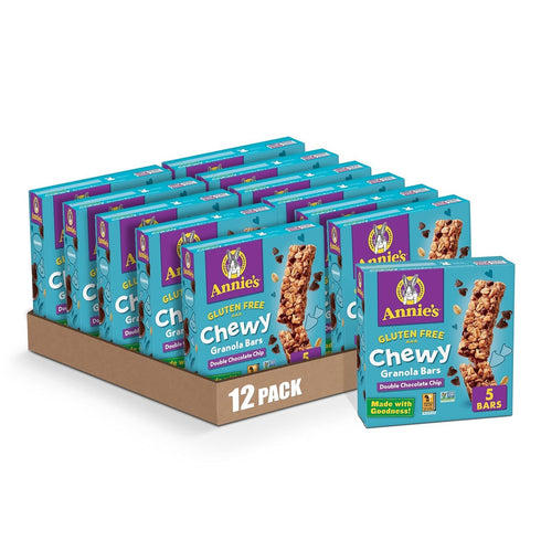 Annie's Gluten Free Chewy Granola Bars, Double Chocolate Chip, 5 Bars, 4.9