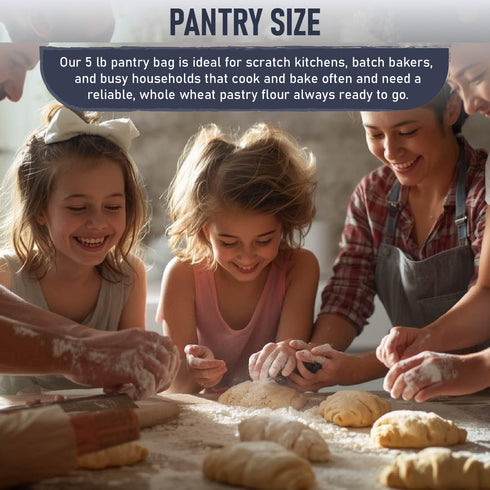 5 Lb Great River Milling Organic Whole Wheat Pastry Flour | Soft Texture, Lower Gluten | USDA Organic, Non-GMO, Kosher