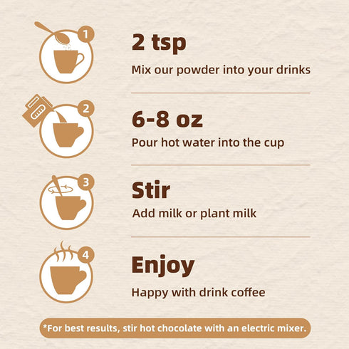 10 8.5 Oz Mushroom Hot Chocolate, Mushroom Blend with L-Theanine, GABA, Magnesium Glycinate, MCT, Vegan, Keto-Friendly