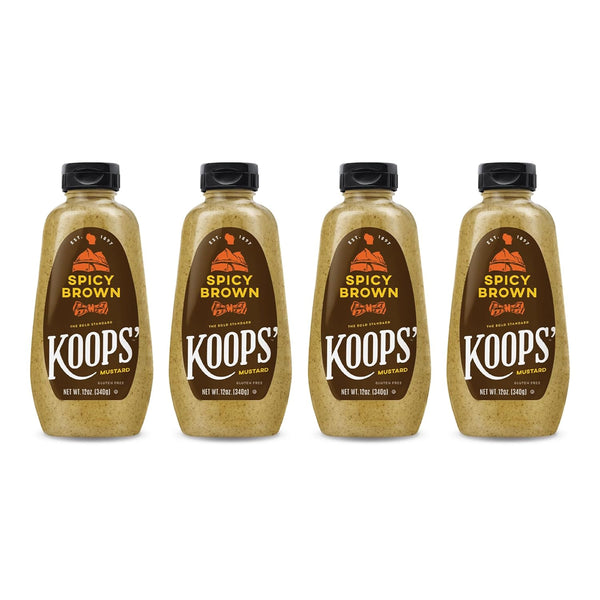 Koops' Spicy Brown Mustard, 12 oz. Bottle, 4-Pack