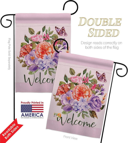 Breeze Decor Set 13 18.5 Welcome Bouquet Garden Flag Wall Hanger Floral Sunflower Tulip Rose Orchid Lilies Season