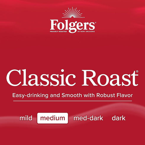 12 Count (Pack 6) Folgers Classic Roast, Medium Roast Coffee, Keurig K-Cup Pods, Boxes