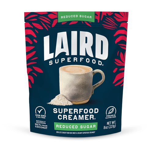 Laird Superfood Non-Dairy Reduced Sugar Coconut Powder Coffee Creamer, Keto, No Sugar Added, Gluten Free, Vegan, 8 oz.