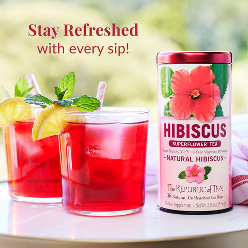 100 The Republic of Tea Natural Hibiscus Tea Super Refill, Tea Bags, Herbal Blend, Caffeine Free, Gluten Free