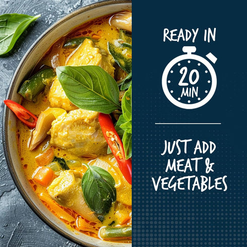 Passage to Asia Simmer 255g Curry Sauce - Yellow Thai Curry Sauce - Authentic Mild Spice Yellow Curry Asian Food