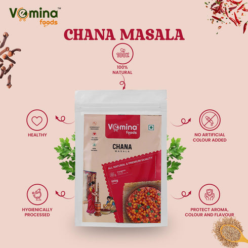 100g,Authentic VEMINA Chana Masala Powder Indian Chickpea Curry Spice Mix, Fresh, Aromatic & Flavorful