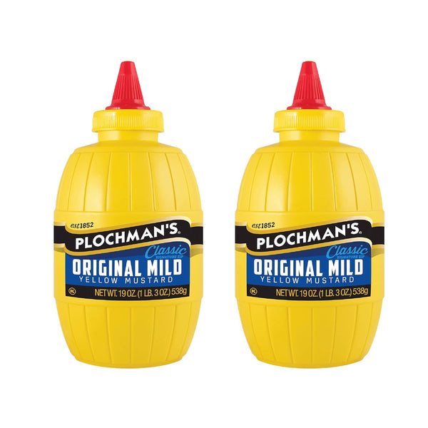 Plochman's Original Mild Classic Yellow Mustard, Original,vinegar, 19 Ounce (Pack of 2)