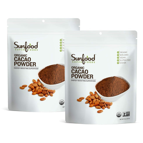 Sunfood Superfoods Cacao Powder Organic - Pure Raw Chocolate Powder for Baking,
