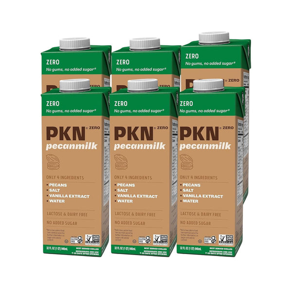 PKN Zero Pecan Milk - 32 Fl Oz (Pack of 6) -