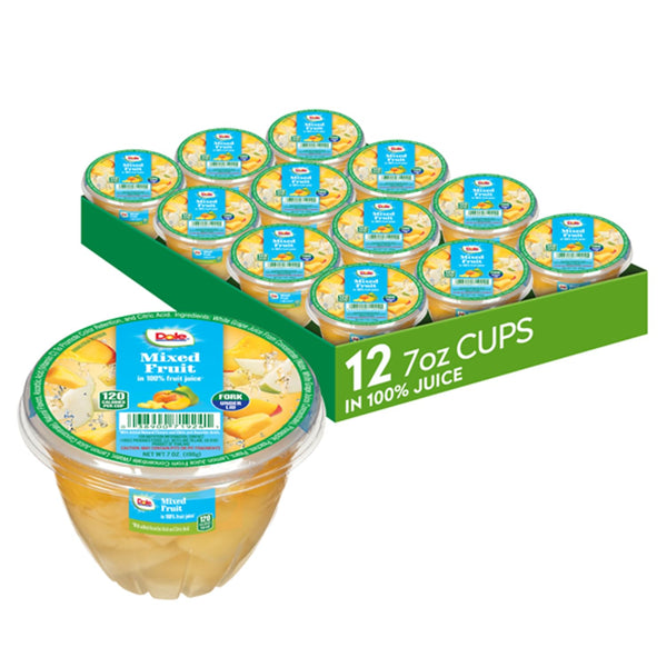 Dole Fruit Bowls Mixed Fruit in 100% Juice Snacks, 7oz 12 Total