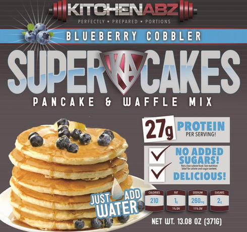 Blueberry Cobbler Super Cakes, High Protein Pancake Mix, Healthy Protein Pancakes for