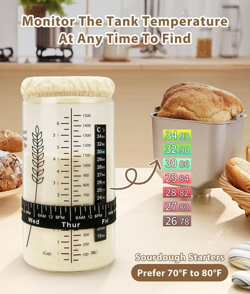 50oz 1 Pack) Sourdough Starter Jar Kit, Large Capacity Sourdough Jar, Wide Mouth Sourdough Bread Starter Kit