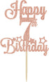 Happy 7th Birthday Cake Topper, Cheers to 7 Years, Hello 7, 7th Birthday Anniversary Party Decorations in Rose Gold