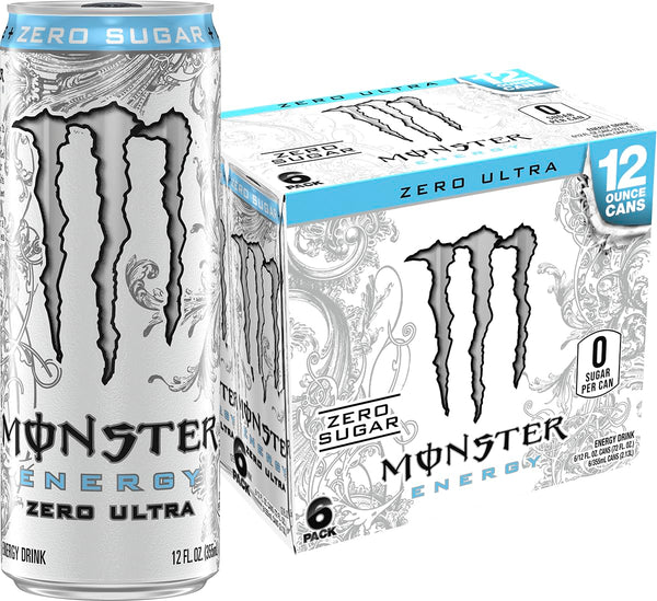 Monster Energy Ultra , Zero Ultra Sugar Free Energy Drink 6 Pack, 72 Fl Oz