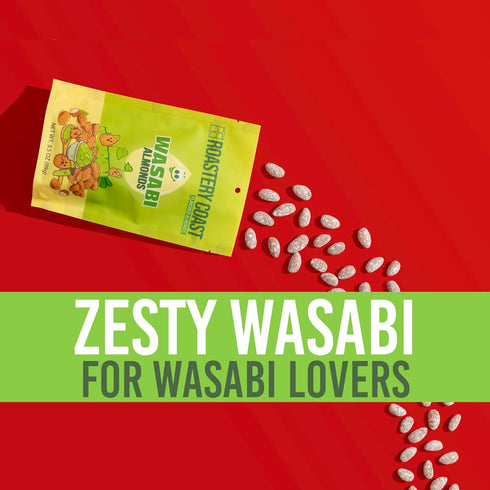 (3.5 oz 1 Pack) Roastery Coast - Wasabi Almonds | Sweet and Zesty Wasabi Flavor| Flavored Almonds | After School Snack