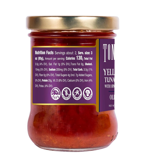 (Pack 6, Tonnino Tuna Yellowfin Fillets of Spicy Thai Chili in Olive Oil)