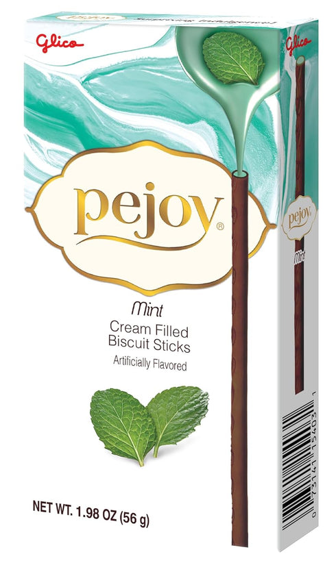 Glico 1.98 oz (Pack 10) Pejoy Mint Cream Filled Cocoa Biscuit Sticks