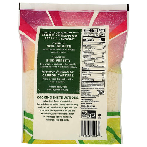 32 OZ WHOLE FOODS MARKET Organic Regenerative Jasmine White Rice