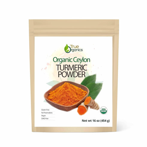 True Organic Ceylon Turmeric Powder, 1 Pound Bulk Bag, Certified Organic, Non-GMO, High Curcumin Content, Pure Ceylon
