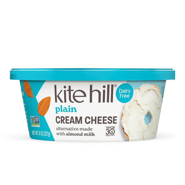 Kite Hill Plain Almond Milk Cream Cheese Style Spread, 8 Ounces, Dairy Free, Whole