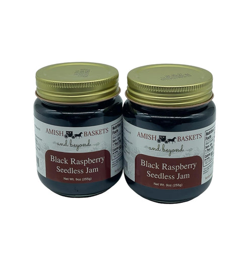 9 oz 2 Amish Black Raspberry Seedless Jam Non GMO Vegan All Natural - - Jars