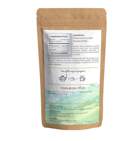 100 Linden Tea Dried Linden Flower Tea Herbal (Tilia cordata) - 100 Count Tea Bags