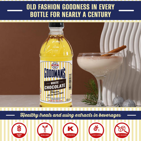 (16oz Goodman's White Chocolate Flavor - Gluten-Free, Non-GMO, Kosher - For Keto and Plant-Based Recipes - Ideal